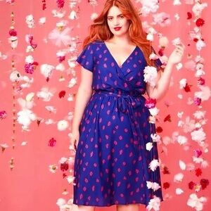Modcloth Vibrant Blue and Pink Midi Dress